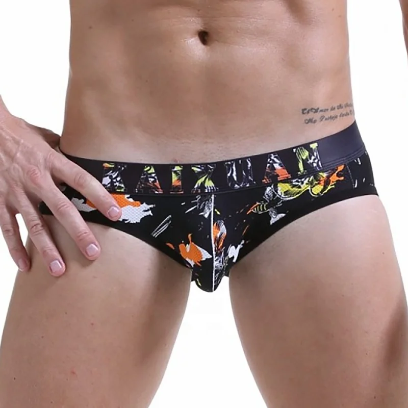 

Men Printed Breathable Mesh Jockstrap Briefs Low Waist Bulge Pouch G-string Underpants