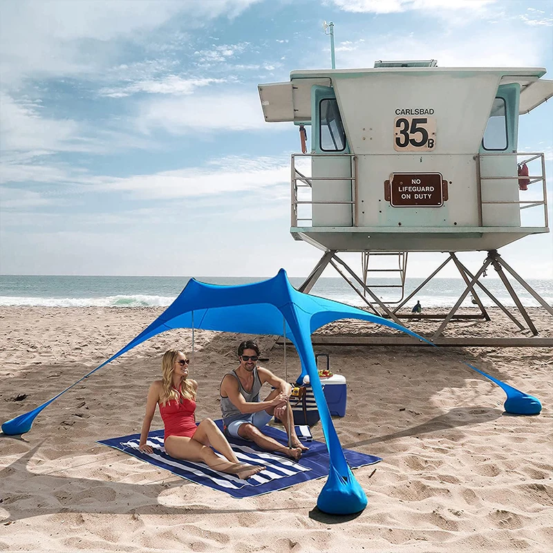 

Beach Outdoor Tent UPF 50 UV Sunshade Shelter canopy Tent Easy Build Design Take Down Beach Tent with Sand Shovel