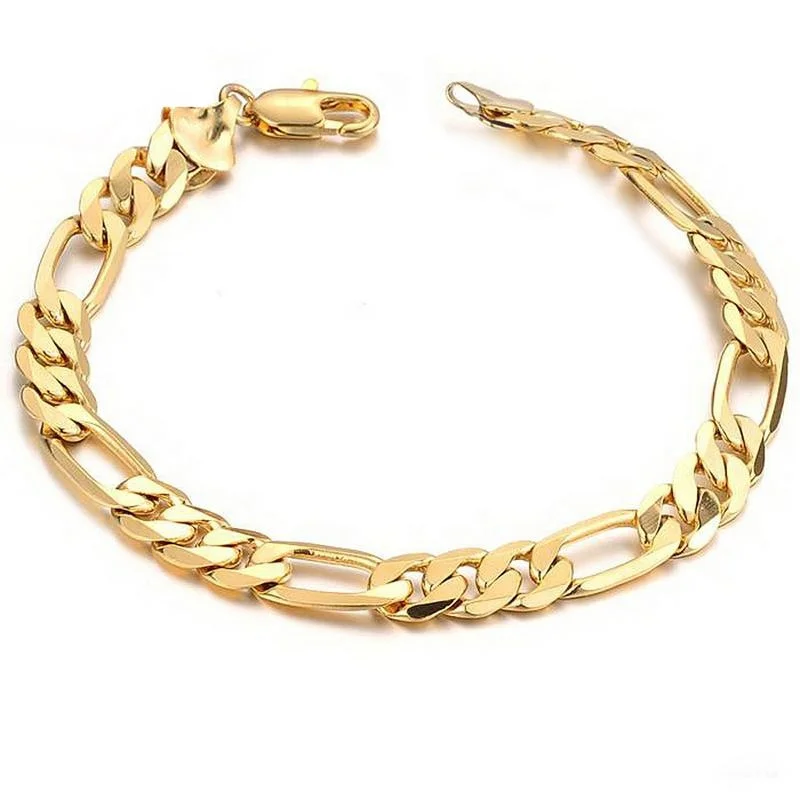 

Men's figaro chain Bracelet 18K Gold figaro chain Bracelet Hot sale High Quality in Amazon, As is or customized