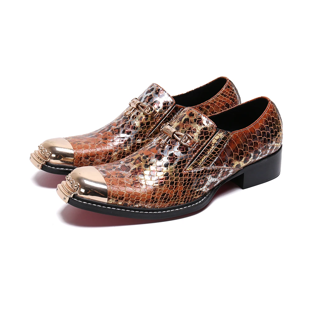 NA239 Zapatos Hombre Vestir Gold Steel Pointed Toe Men Shoes  display picture 1