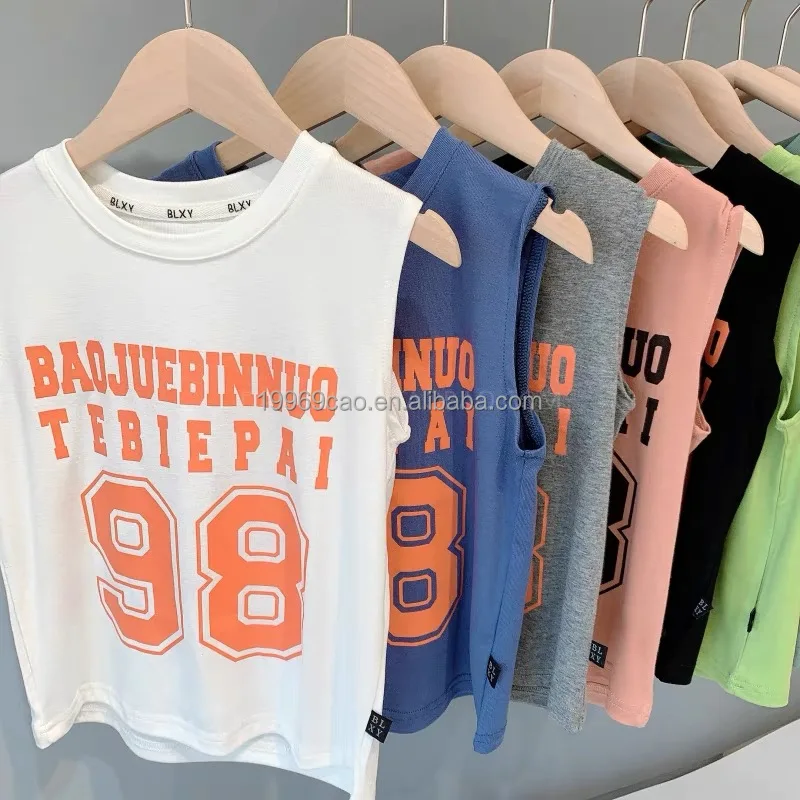 

Summer 2022 boys' clothing children's Vest letter vest baby sleeveless T-shirt thin