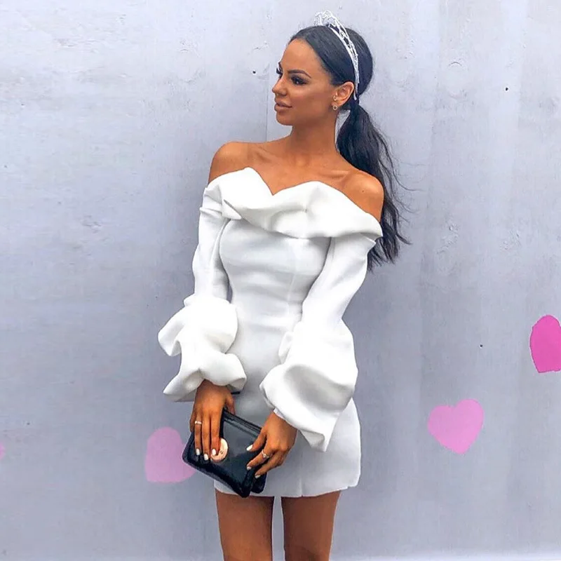 

2020 new season fashion women a line off shoulder casual mini sexy dress