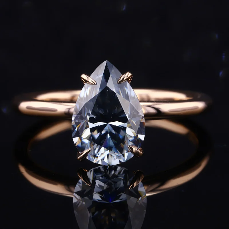 

14k Rose Gold Oval Shape Synthetic Moissanite Rings Jewelry Women Diamond