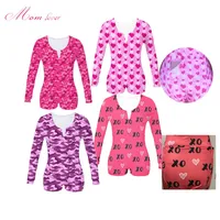 

2020 Wholesale Custom printing women onesie adult pajamas shorts romper for women with butt flap