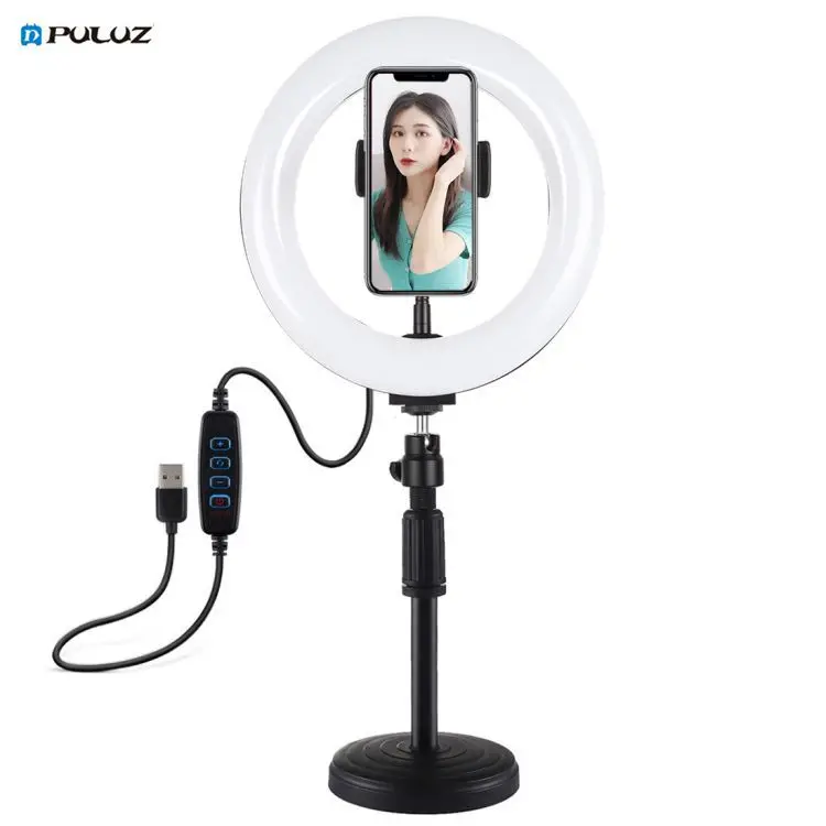 

Factory PULUZ 7.9 inch Selfie Video Led studio 20cm Ring Light with 28cm Desktop Stand Phone Holder for Photography Vlogging