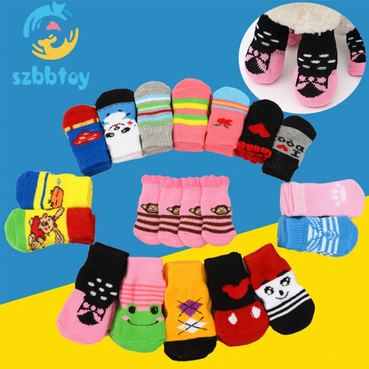 

Hot Sale Christmas style Breathable anti slip knitting socks for pet dog, Mix color