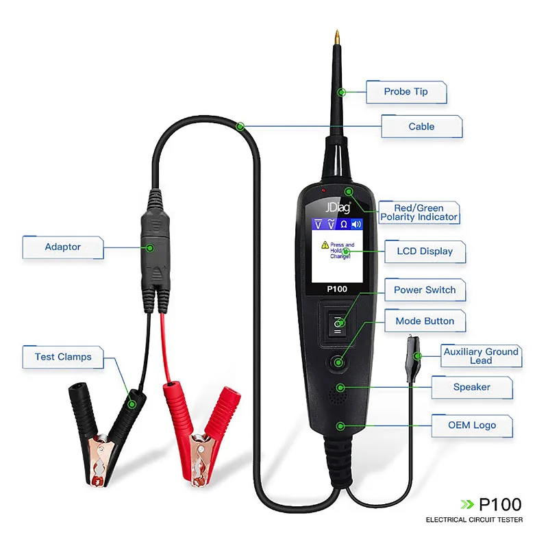 

Car Circuit Tester P100 JDiag Power Probe Automotive Diagnostic Tool 12V 24V Electrical Current Power Scanner free shipping