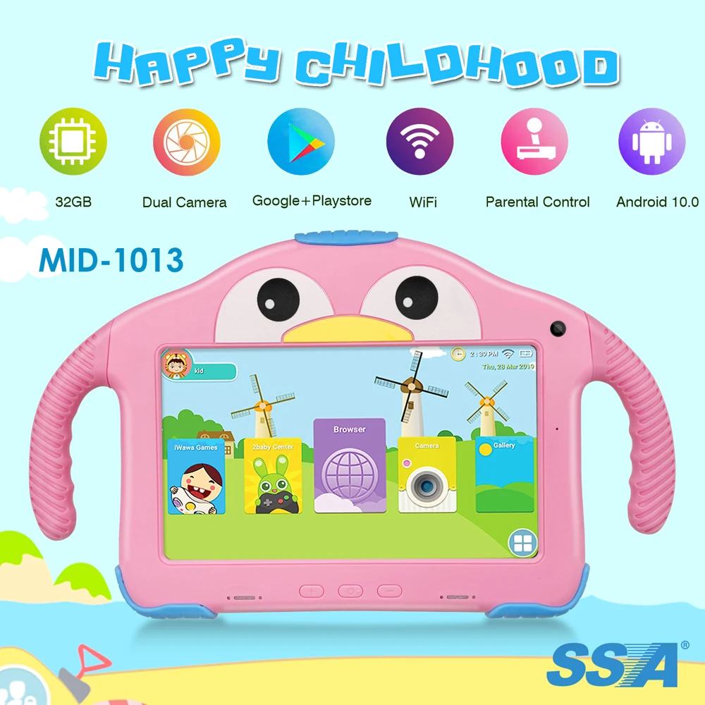 

Amazon best selling birthday Gift for Children Pre-Installed Educational APP Android 7 inch Kids Tablet Pc with 32GB Storage, Blue/pink