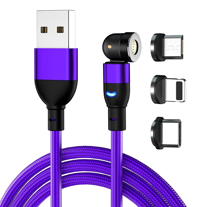 

Wholesale 3 in 1 magnetic usb cable 3 A fast charge 540 degree rotation cable data magnetic charging cable