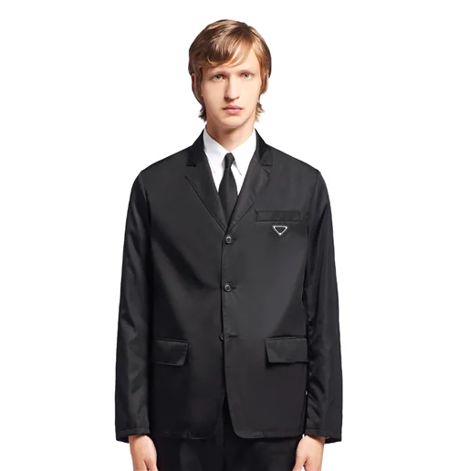 

Custom Re-Nylon single-breasted black suit coat plus size jackets