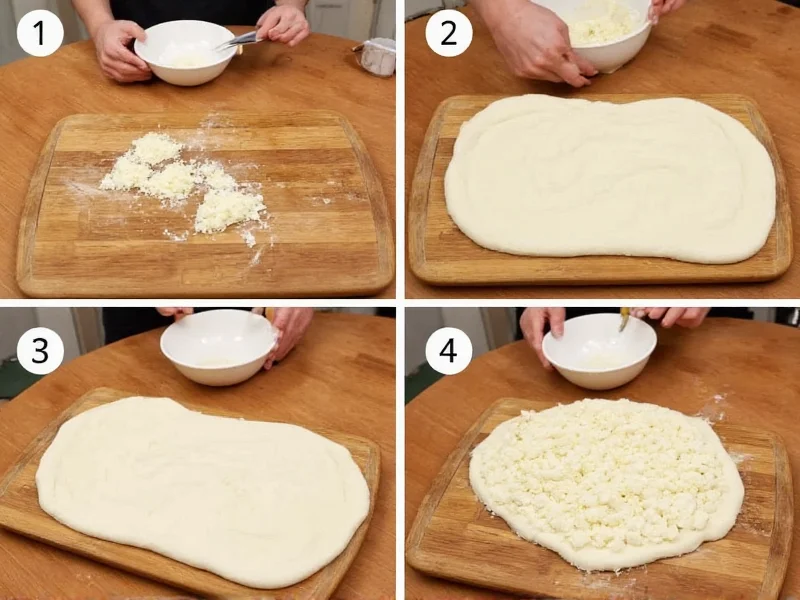 Step-by-step bread stuffing preparation on wooden table