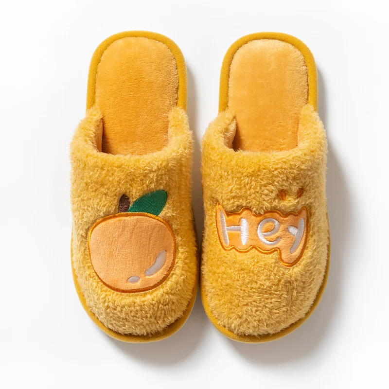 

Cheap Women's faux fur slippers Warm Orange Soft Indoor House Plush Winter Slippers fur slippers for women