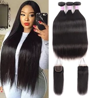 

Wholesale Virgin Unprocessed Human Hair Bundles Straight Hair With Closure Virgin Brazilian Hair Weave Bundles With Lace closure