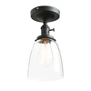 Retro Ceiling Light Fixtures with Clear Glass Shade Industrial Switch Pendant Lamp Bell Flush Mount Light E27 Sockets