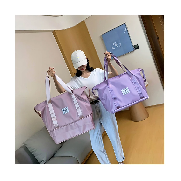 

TB069 Factory waterproof nylon arge capacity weekend travel tote bag expendable women outdoor sports custom duffle bag, Picture