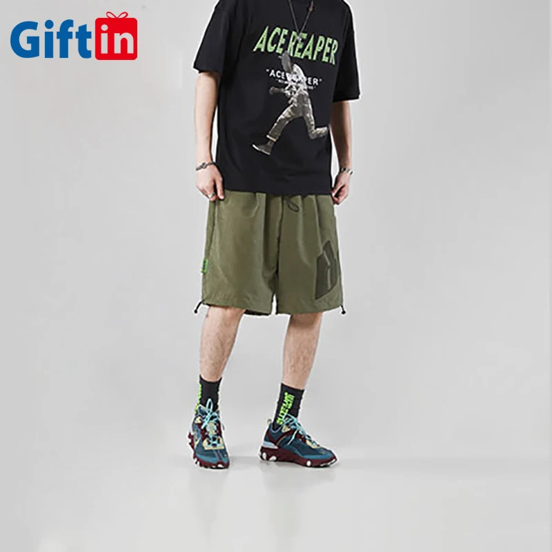 

Drawstring Letter Printing Loose Men's Shorts Snack Shorts men With Multi Pockets