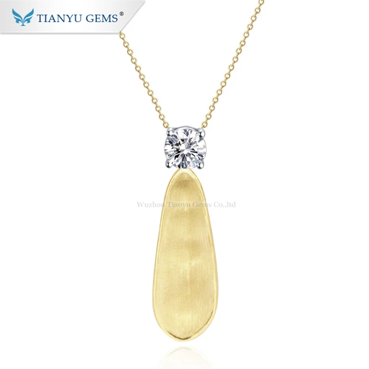 

Tianyu Gems Bohemian Jewelry Moissanite 10K yellow Gold Pod Pendant Necklace