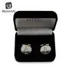 Nigeria gift sets custom silver plating 2D logo stainless steel cuff links manufacturers