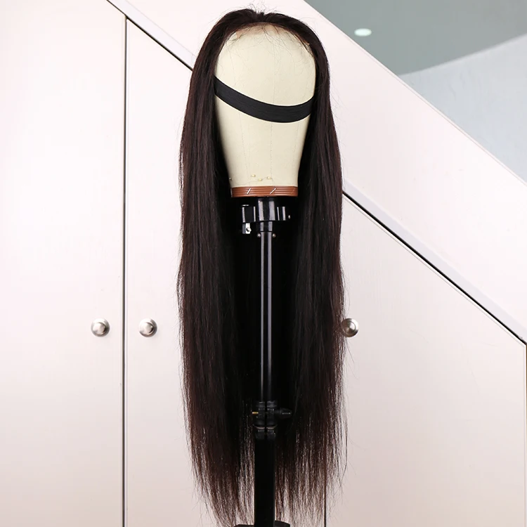 

natural black straight dark brown straight lace human hair 360 lace front wig