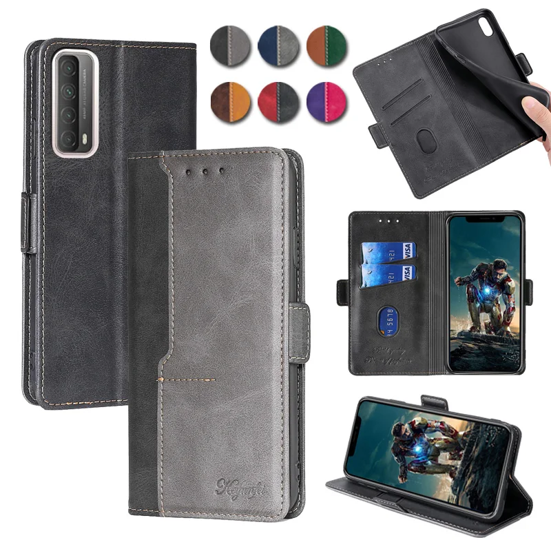 

Luxury Leather with Soft TPU Wallet Flip Cover for Huawei P Smart 2021 Phone Case Card Slots Stand Case Cover, 6 colors for your choose