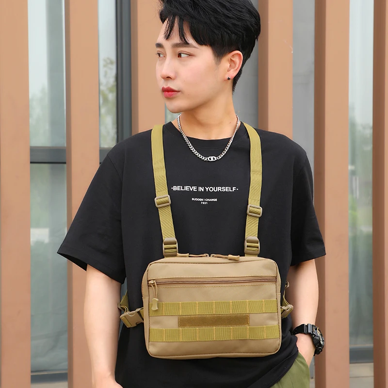 

Universal Hands Free Walkie Talkie Harness Pocket Pack Radio Holster Holder Front Vest Utility Rig Chest Bag for Men Women, Customized color