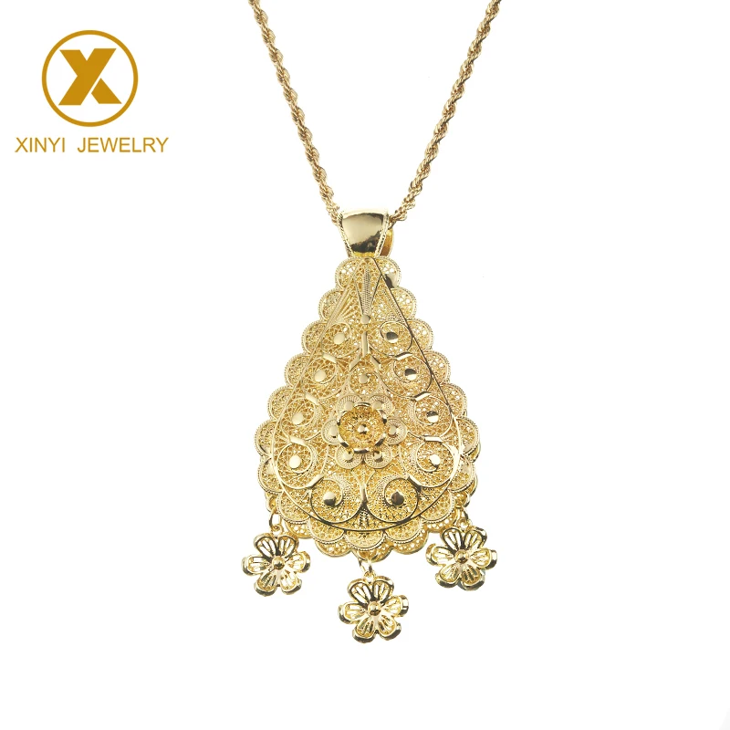 

Gold color fashion Moroccan ethnic women antique pendant necklace wedding jewelry, Gold and silver