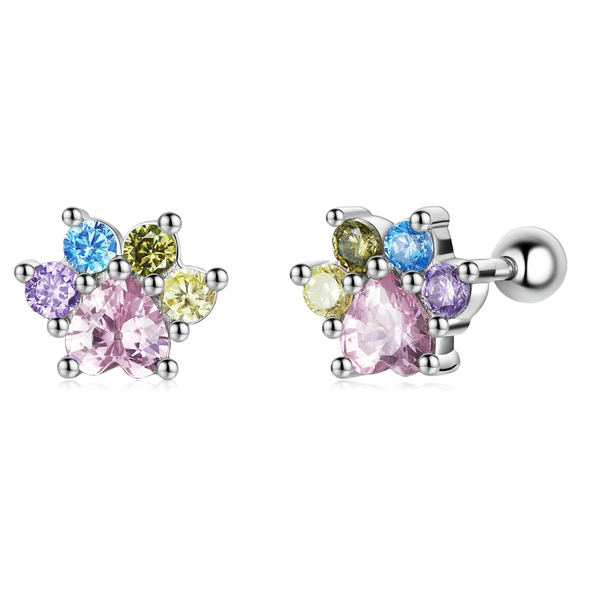

SCE1334 Latest design women earrings jewelry 925 sterling silver colorful zirconium paw earrings