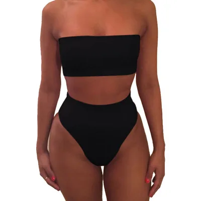 

2022 hot sale two pieces bikinis solid color bathing suit fitness beachwear sexy strapless two layer plus size swimwear 2022