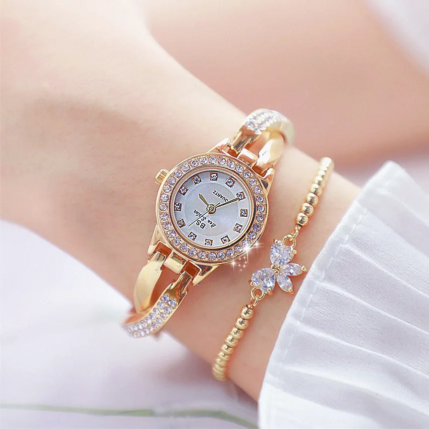 

BS FA1531 Fashion Women's Watch Quartz Steel Rose Gold Charm Ladies Dress Watch Rhinestone Cross Luxury Wristwatch Relojes, 3 colors