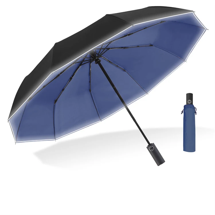 

Manufacturer umbrellas amazon folding automatic 23 inch reverse reflective Reflect Strip 3 fold umbrella automatic, Black;blue;gray;yellow