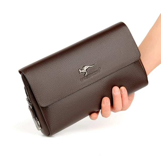 

Factory wholesale men's clutch bag password lock anti-theft large-capacity business casual handbags multi-card tide men's bag, Black/brown