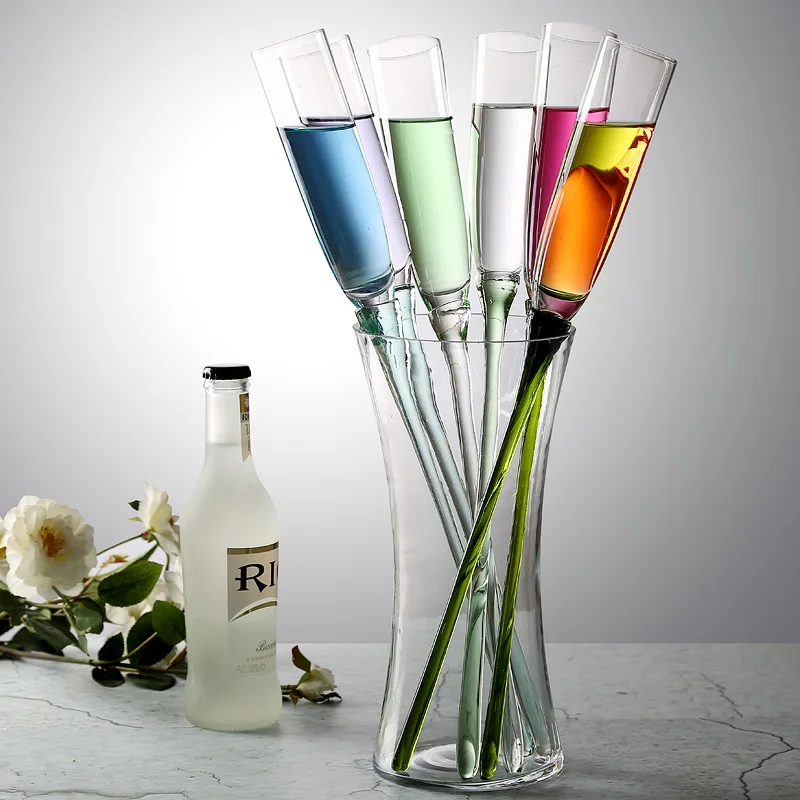 

Factory Wholesale Colorful 6pcs Beer Glasses Cups Bar Champagne Glass Goblet