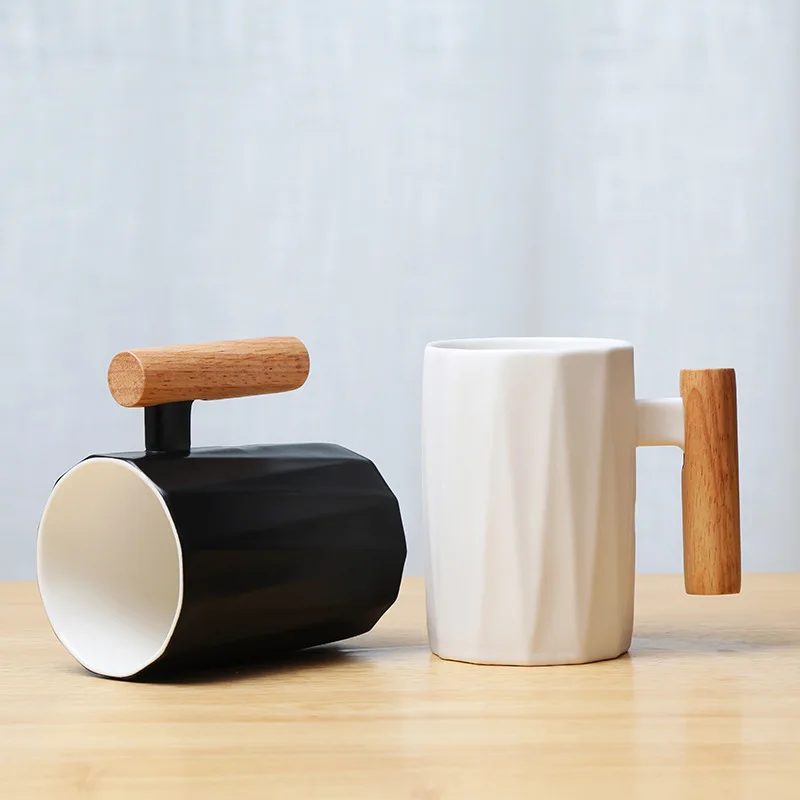 

Top Quality Bamboo lid Ceramic Porcelain Coffee Mug Cappuccino Tea Mug