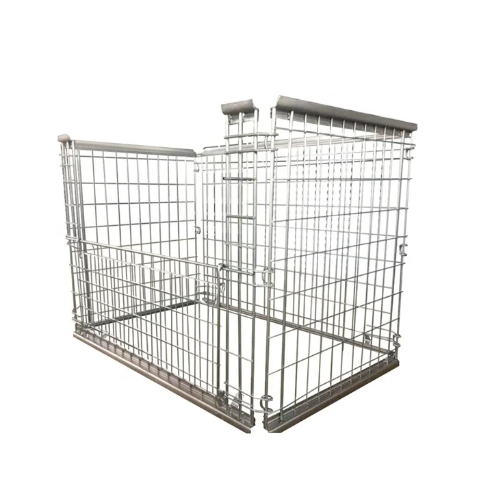 
Heavy duty collapsible welded steel metal stackable foldable wire mesh pallet cage for mounting on wooden pallet 