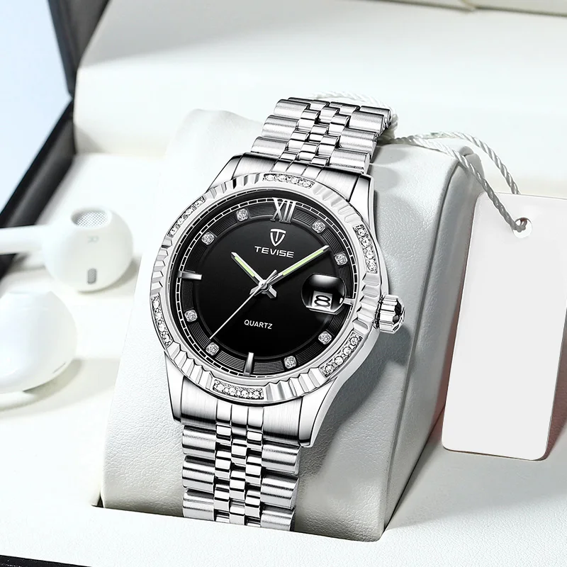 

Fashion Mens Watches Stainless Steel Band Quartz Movement Watch Waterproof Wrist Quartz Watch Man, Optional