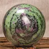 Reiki Healing Natural Green Crystal Quartz Ball Ruby In Zoisite Sphere