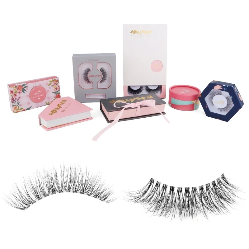 

Hollyren Create Your Own Brand Eye Lashes New Style Thin Band Eyelashes 3D Silk Faux Mink Eyelashes Faux Mink