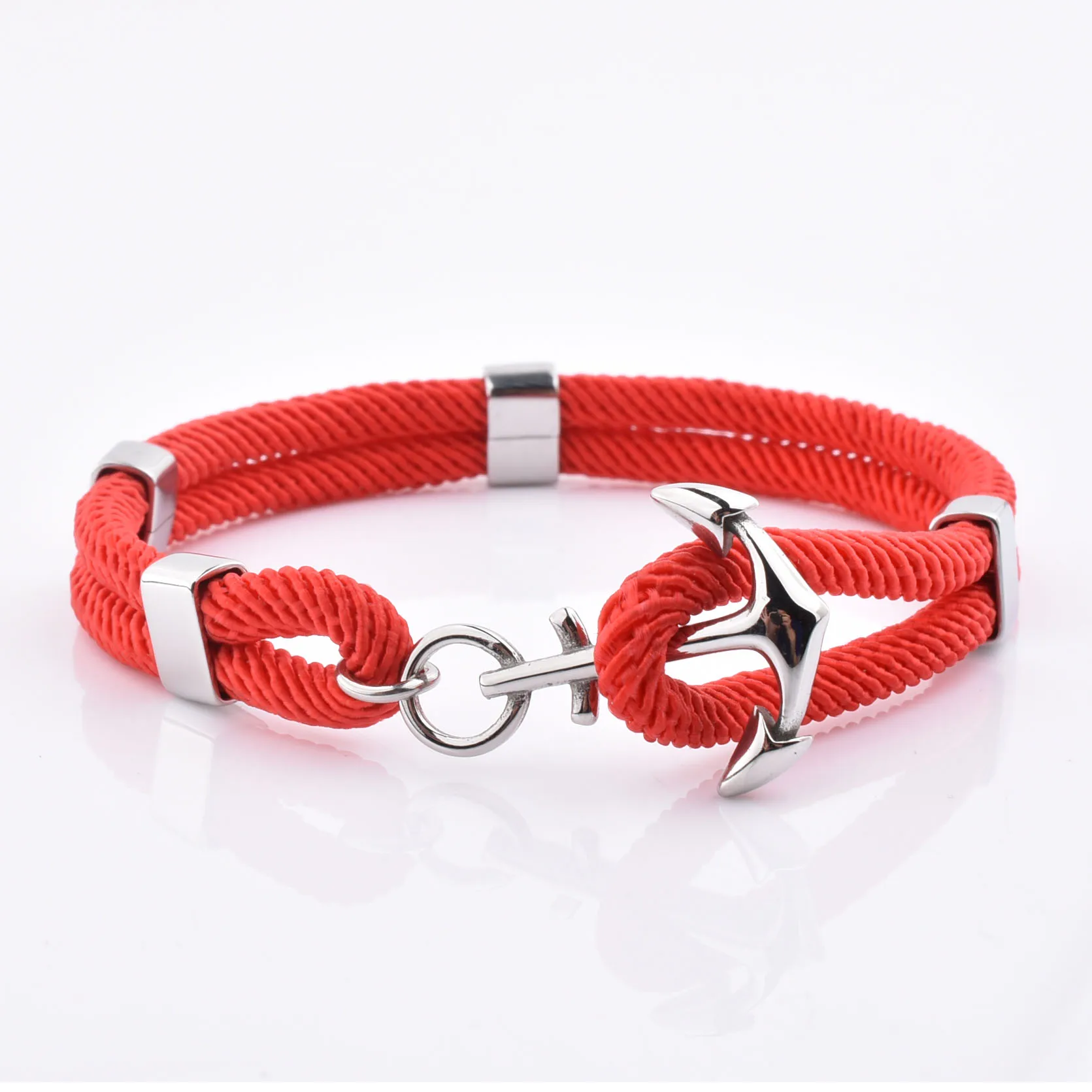 

Top Selling Silver Anchor Jewellery Hook Red Milan Rope Bracelet With Logo