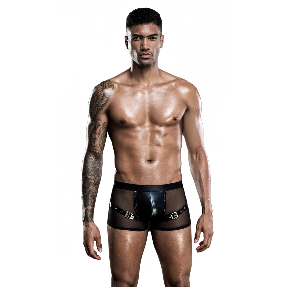 

Good Quality One Piece Men Leather Erotic Lingerie For Carnival Party, Black