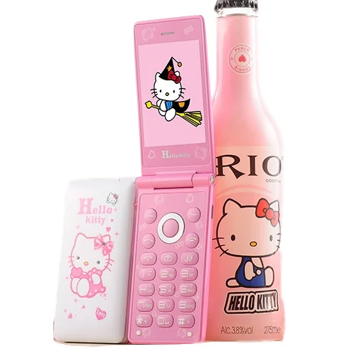 

D10 Flip Dual SIM Card GPRS Breath Light Touch Screen Cell Phone Women Girl MP3 MP4 Cartoon Hello Kitty Mobile Phone