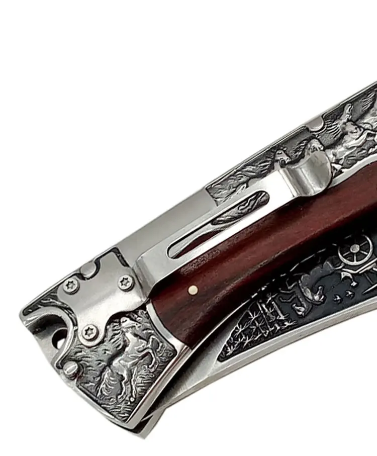 army tactical camping folding classic curved blade cutter hand