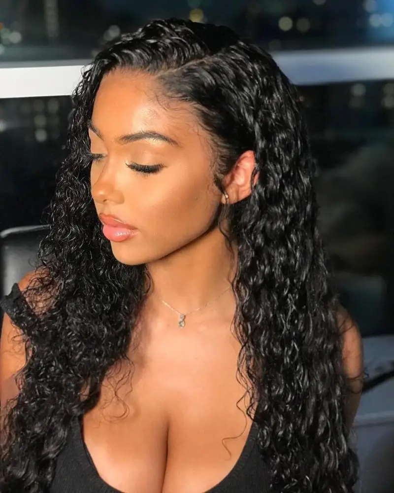 150% Density Deep Wave Hd swiss Transparent lace frontal wig,Virgin Brazilian Human Hair pre plucked 360 lace Frontal wig