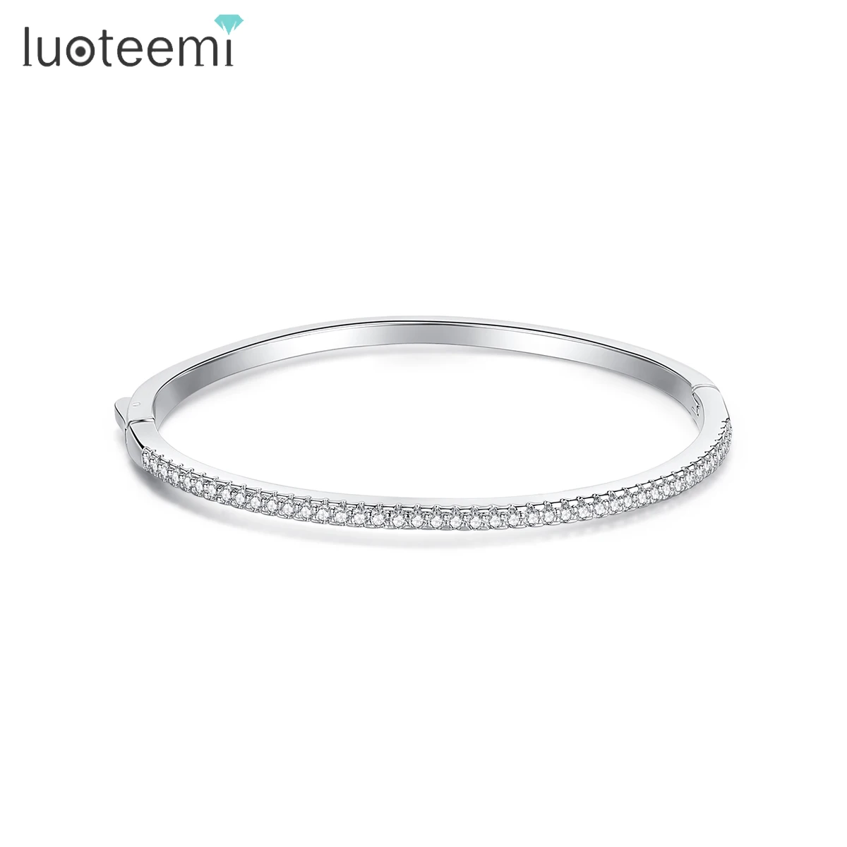 

LUOTEEMI Luxury White Gold Jewelry Fashion Wholesale AAA Cubic Zircon Bracelets Bangles Jewelry Women