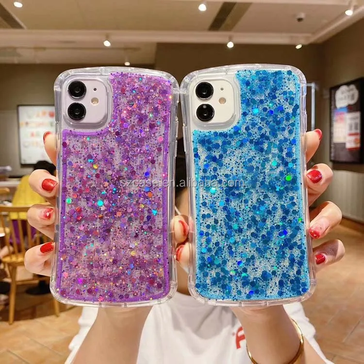 

Smart Airbag Glitter Color Transparent Hard Acrylic Dripping Glue Cell Mobile Phone Cover Case For Samsung Galaxy J4 Plus M31S