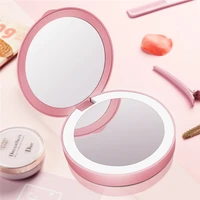 

LED Makeup Mirror Mini Portable Power Bank Folding Make Up Mirror Filling Light 3X Magnifying Pocket LED Lights Travel Mirror