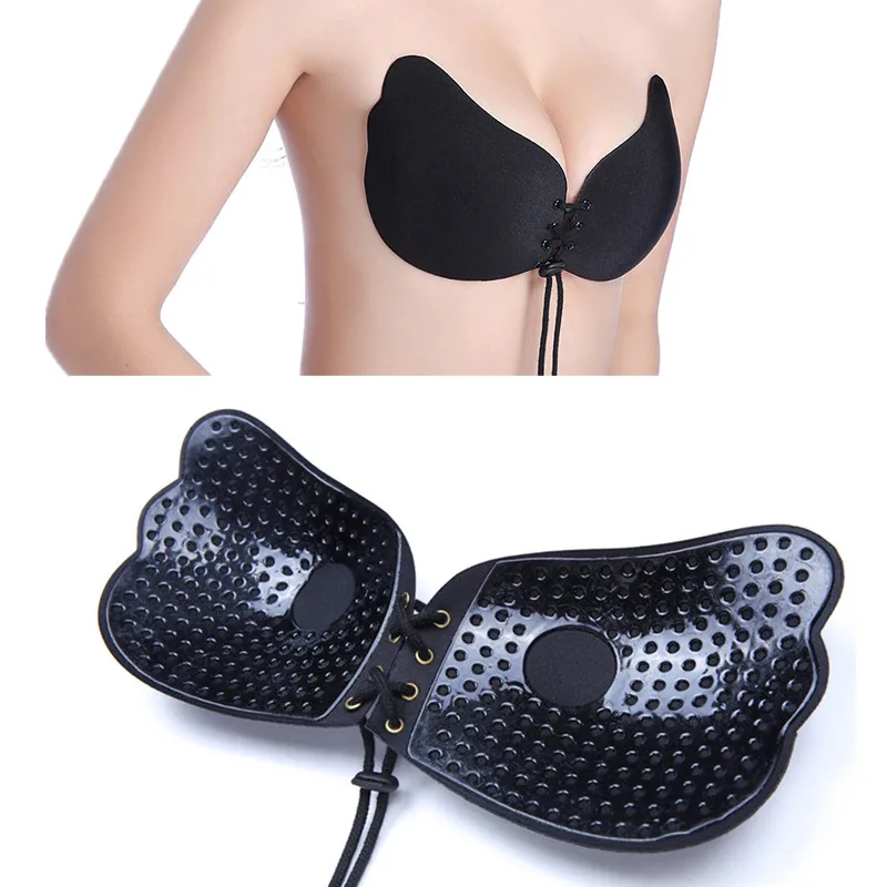 

Hot Selling Wing Shape Large Size Adhesive Strapless Push Up Front Buckle Lift Backless Bra For Women
