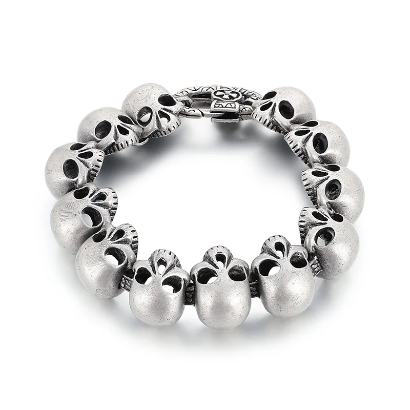KALEN Hot-selling Jewelry Silver/black/Gold Fashion Bracelets Stainless Steel Punk Skull Links Bracelet for Men