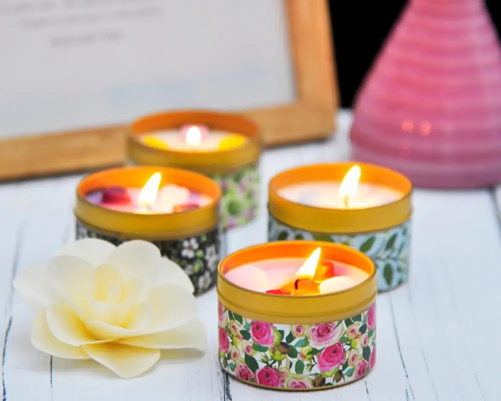 
Wholesale 4 Travel Tin Jar Candle with Heart Shape Soy Wax Scented Candle Gift Set for Lover 