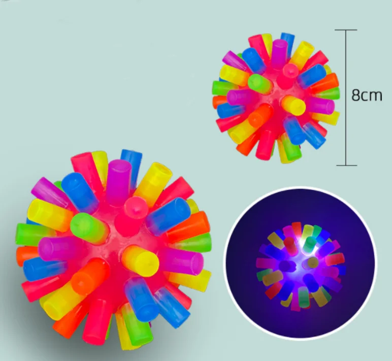 

TPR Light Up Led Rubber Bouncy Ball Luminous Stress Relief Sensory Toys Bouncing Flashing Spiky Balls