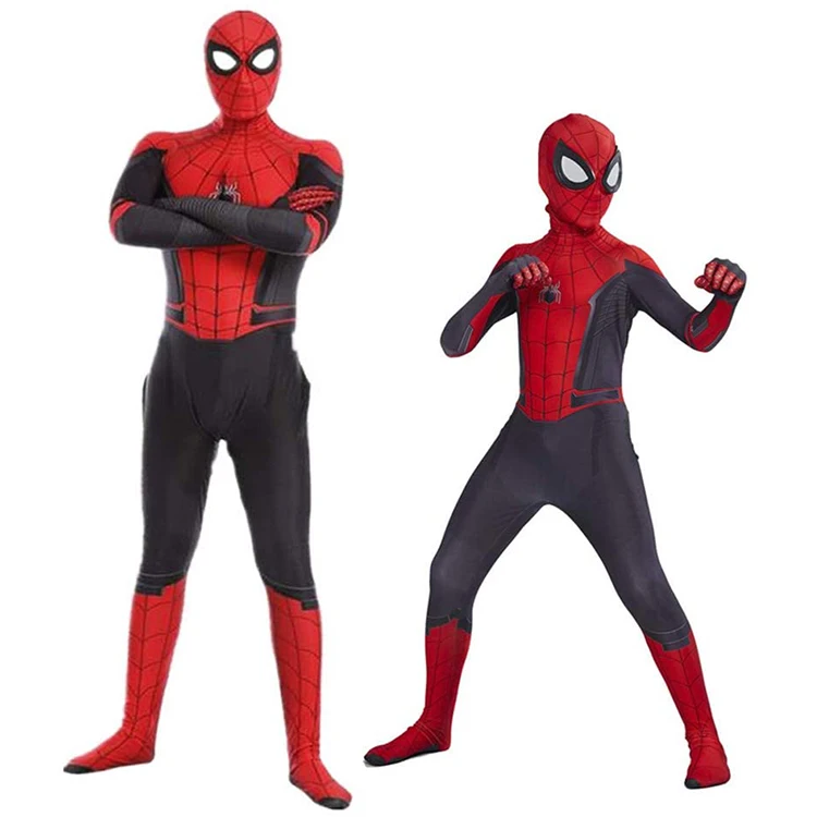 

2022 hot sales Superhero Movie Red Spider Jumpsuit Halloween Adult Spiderman kids Cosplay Costume